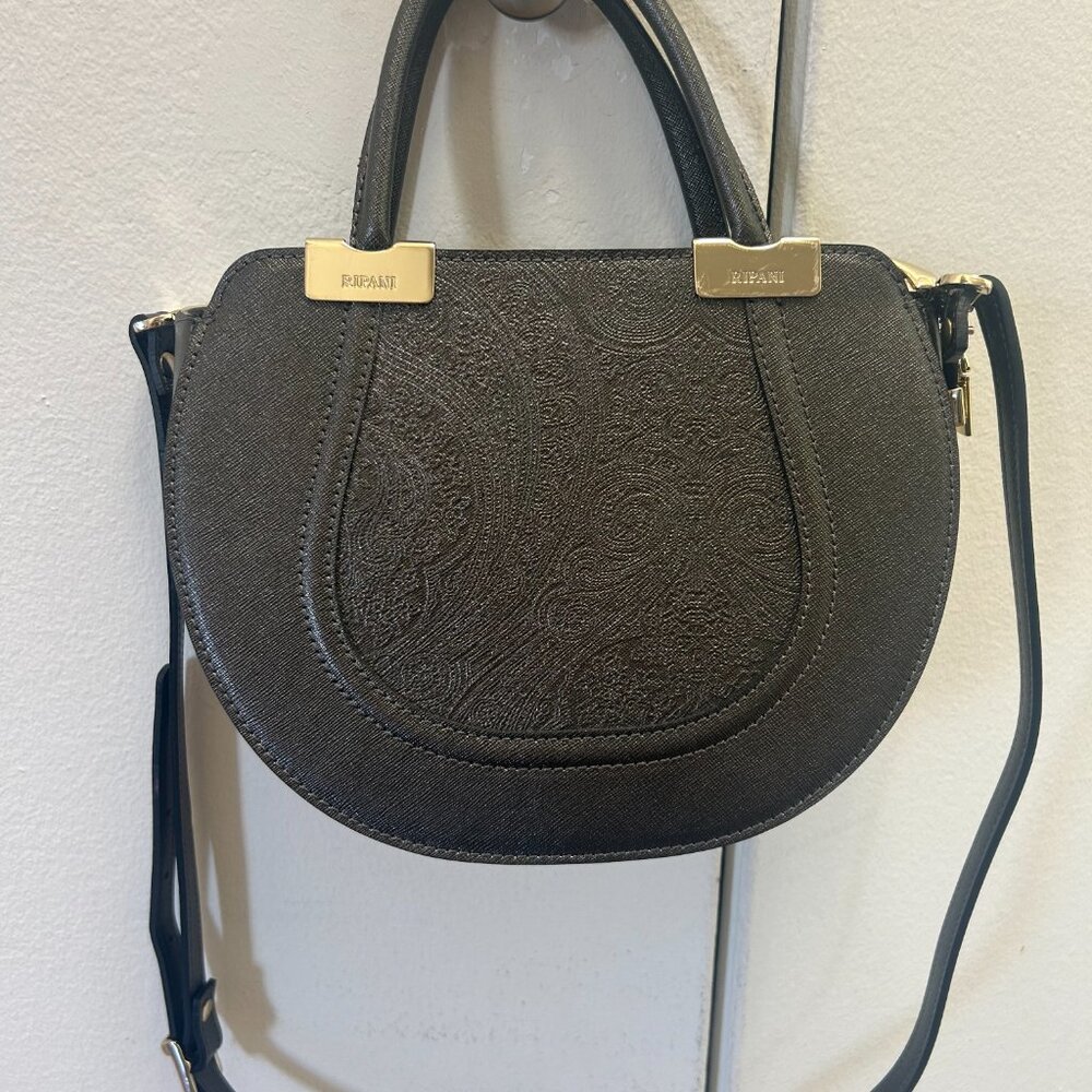 Ripani Dark Grey Small Leather Crossbody